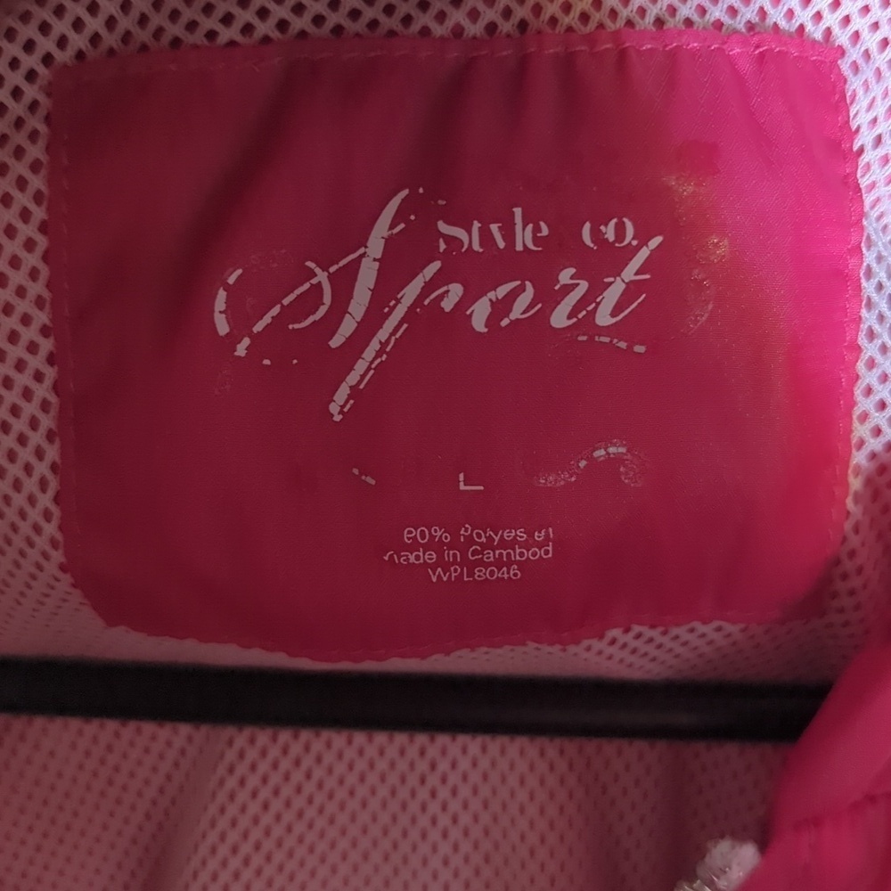 Style and Co pink rain coat, Size large - Picture 2 of 7